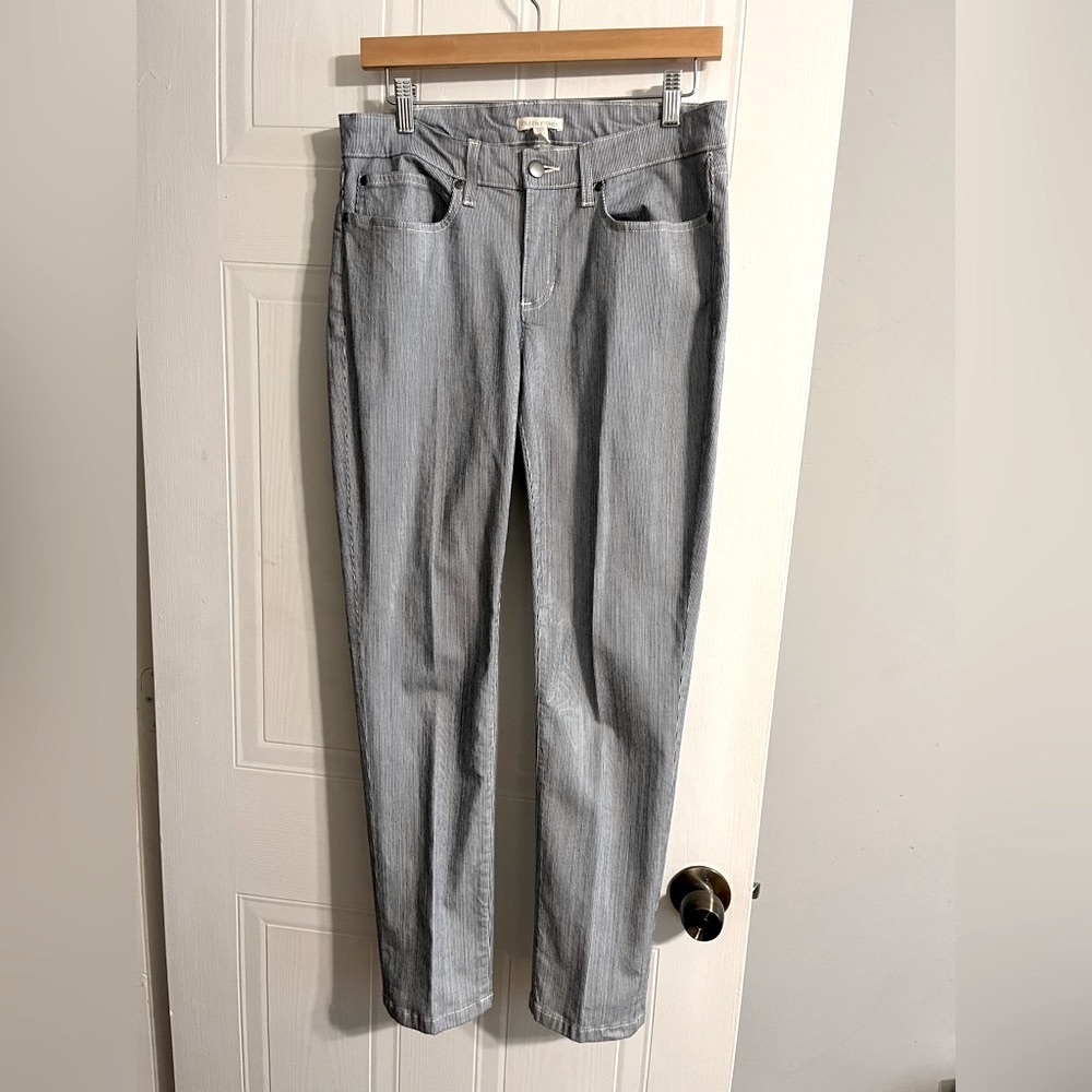 Eileen Fisher navy and white railroad striped jeans - Size 8
